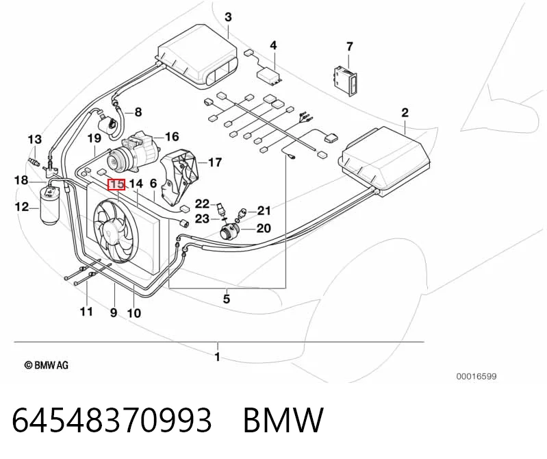64548370993 BMW Диффузор радиатора кондиционера, в сборе с крыльчаткой и мотором