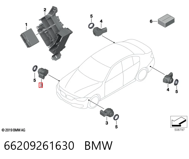 66209261630 BMW Датчик сигнализации парковки (парктроник), передний/задний, боковой