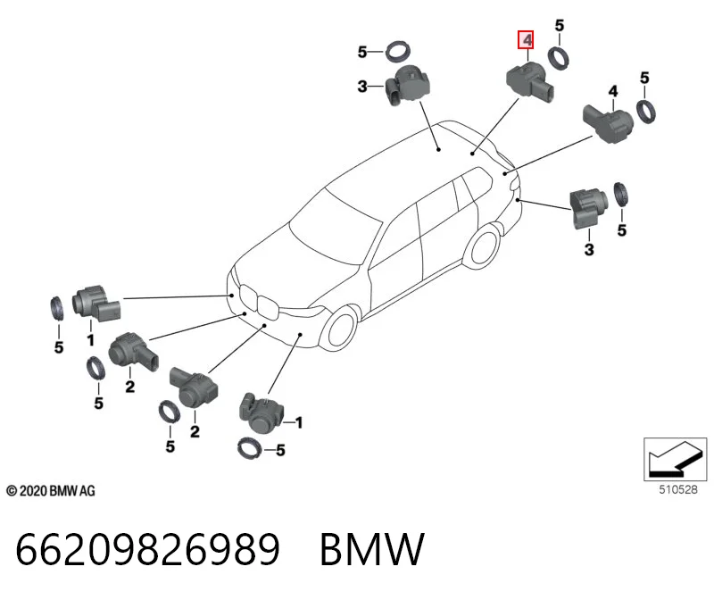 66209826989 BMW Датчик сигнализации парковки (парктроник) задний боковой