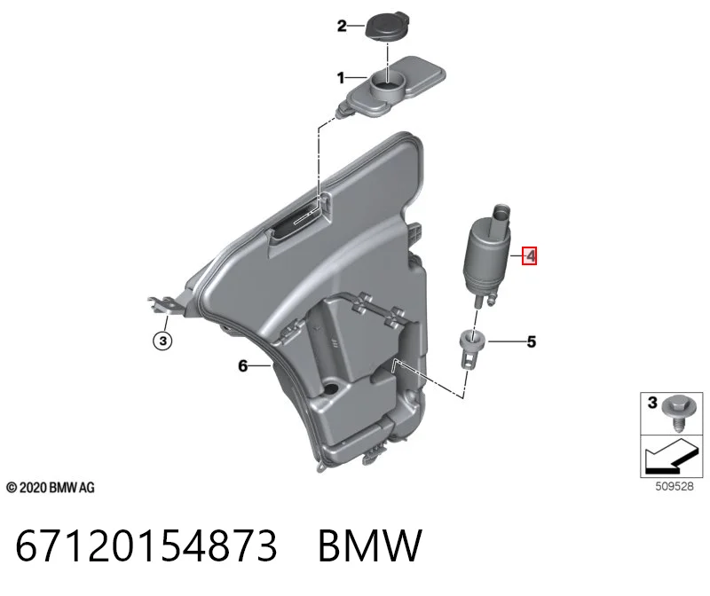 67120154873 BMW Мотор омывателя лобового стекла