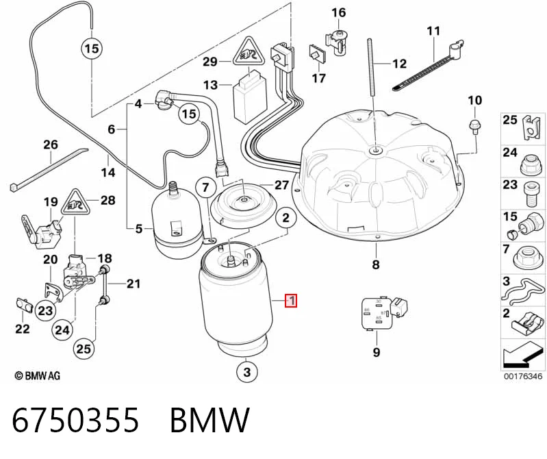 6750355 BMW Пневморессора задняя