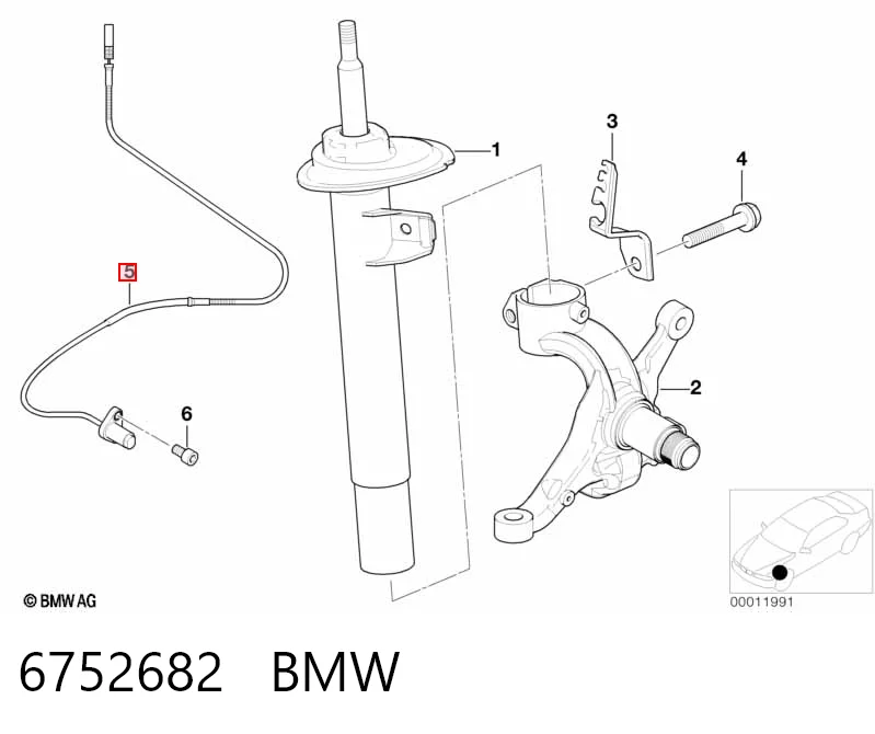 6752682 BMW Датчик ABS передний правый