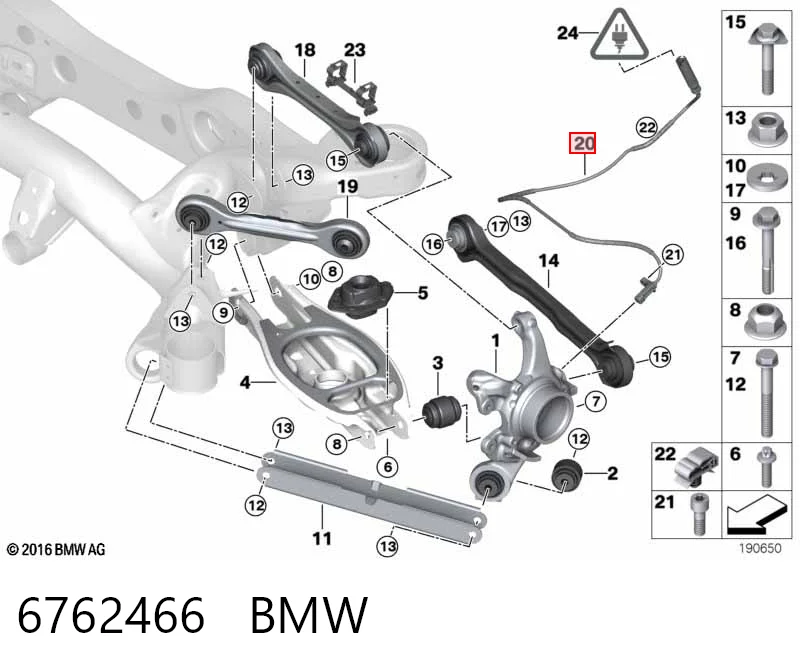 6762466 BMW Датчик АБС (ABS) задний