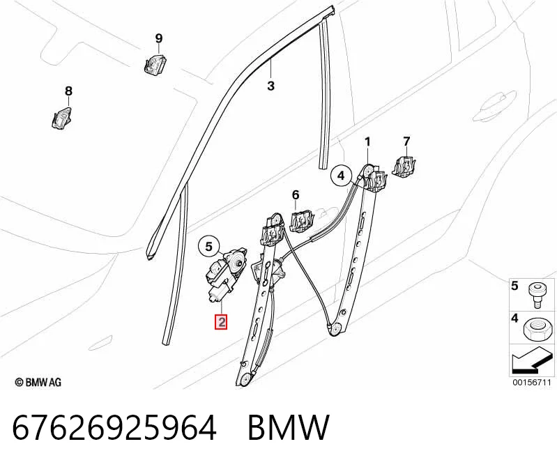 67626925964 BMW Мотор стеклоподъемника двери передней правой