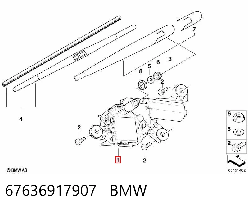 67636917907 BMW Мотор заднего стеклоочистителя