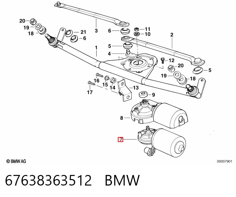 Мотор стеклоочистителя передний на BMW 3  E36