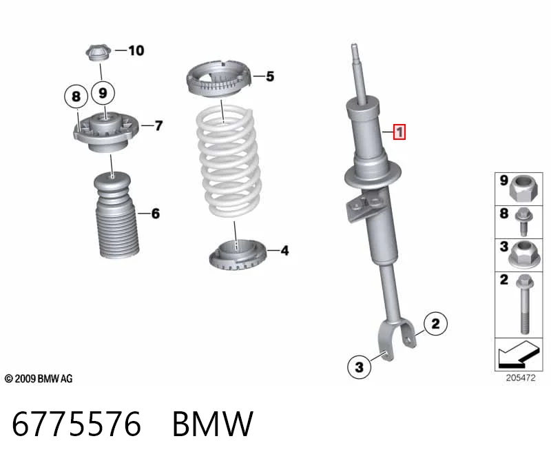 6775576 BMW Амортизатор передней подвески правый