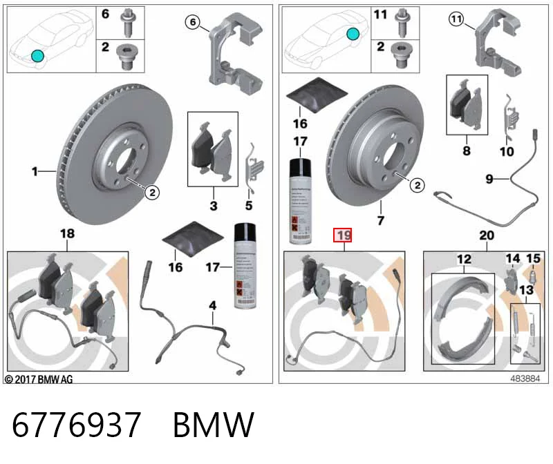 6776937 BMW Колодки тормозные дисковые комплект