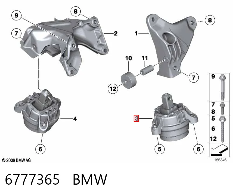 6777365 BMW Подушка (опора) двигателя, левая