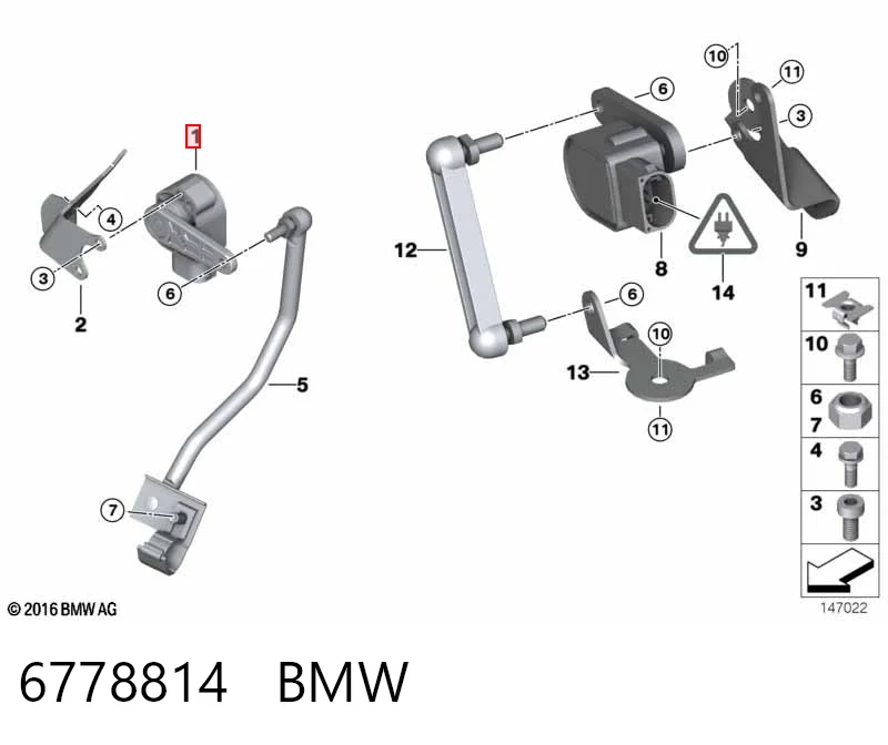 6778814 BMW Датчик уровня кузова, передний