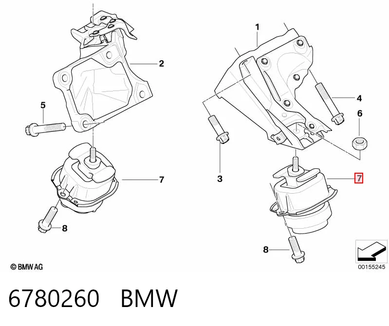 6780260 BMW Правая подушка двигателя