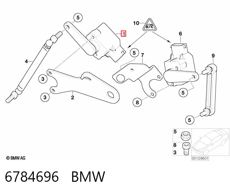 6784696 BMW Датчик уровня положения кузова передний правый