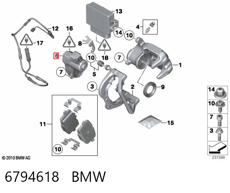 6794618 BMW Мотор привода тормозного суппорта заднего