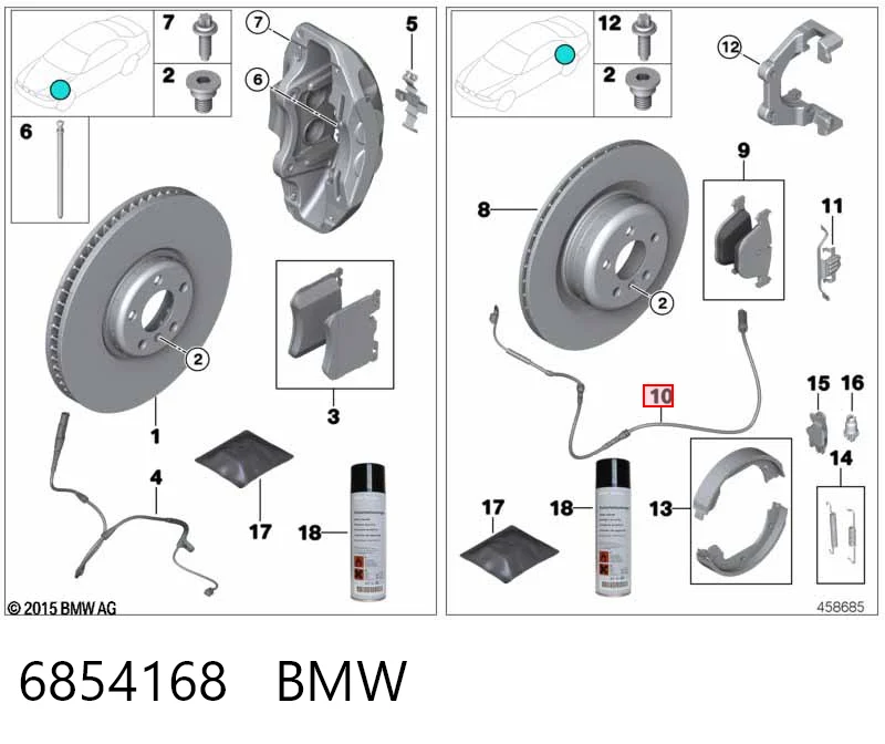 6854168 BMW  Датчик износа тормозных колодок задний