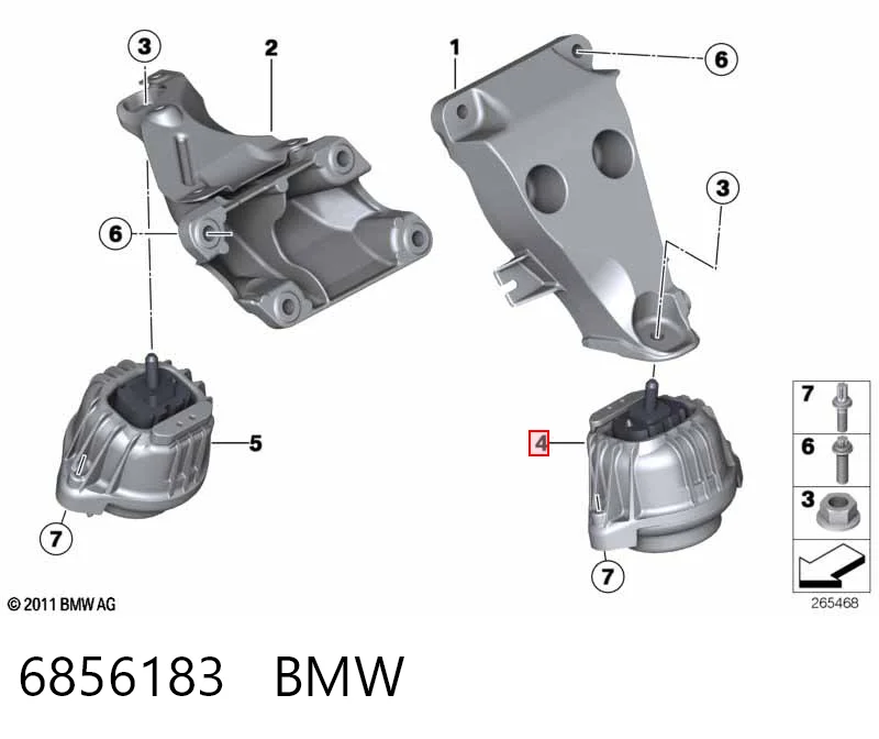 6856183 BMW Подушка (опора) двигателя, левая