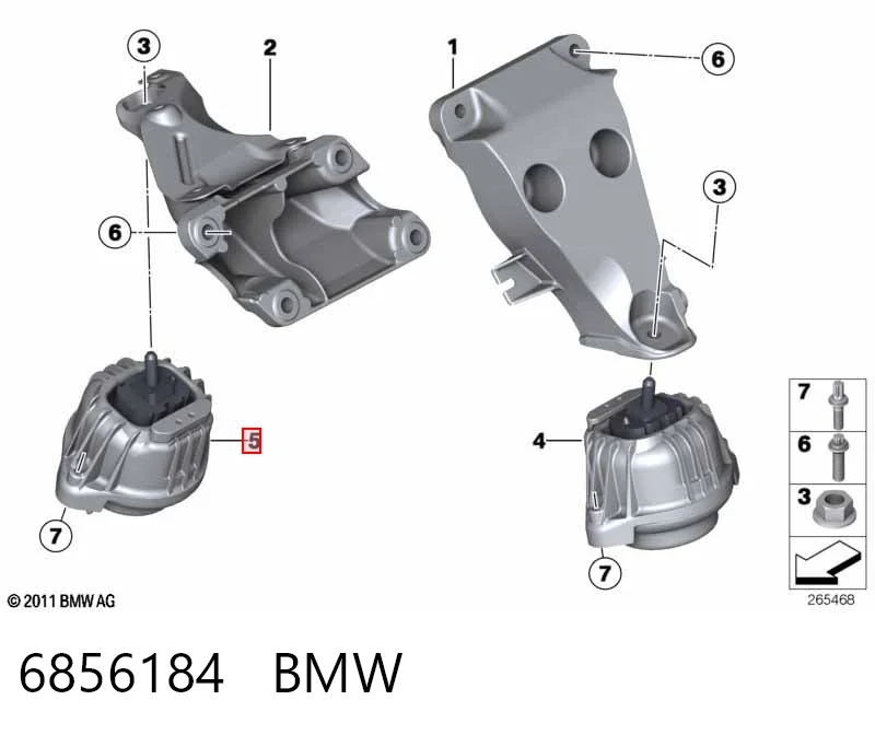 6856184 BMW Правая подушка двигателя