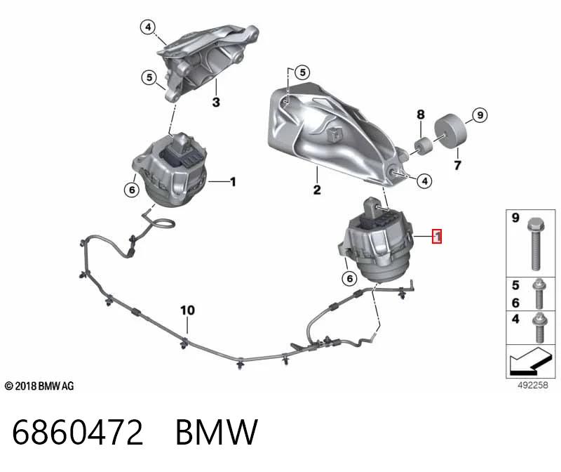 6860472 BMW Правая подушка двигателя