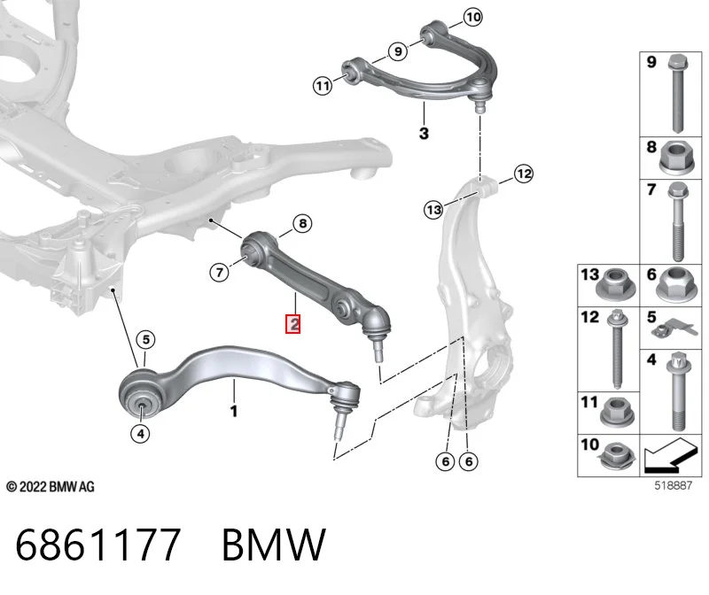 6861177 BMW Рычаг задней подвески нижний, левый
