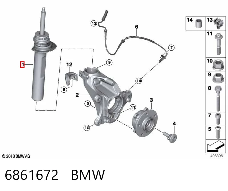 6861672 BMW Амортизатор передней подвески правый