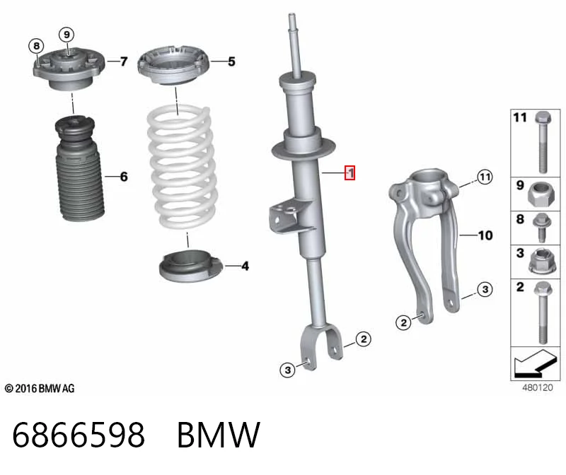 6866598 BMW Амортизатор передней подвески правый