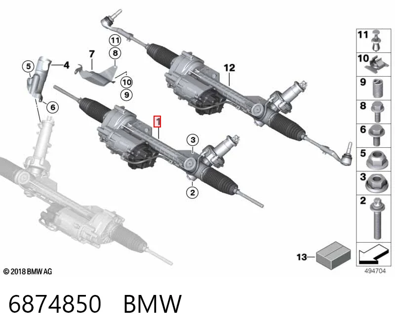 6874850 BMW Управление рулевое в сборе