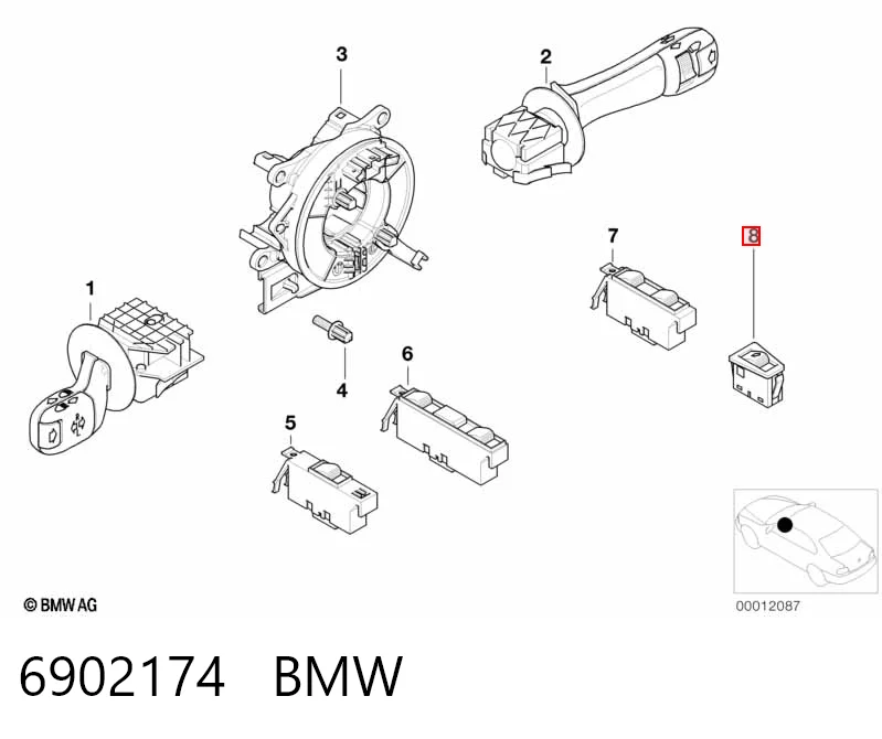6902174 BMW Кнопки заднего правого стеклоподъемника
