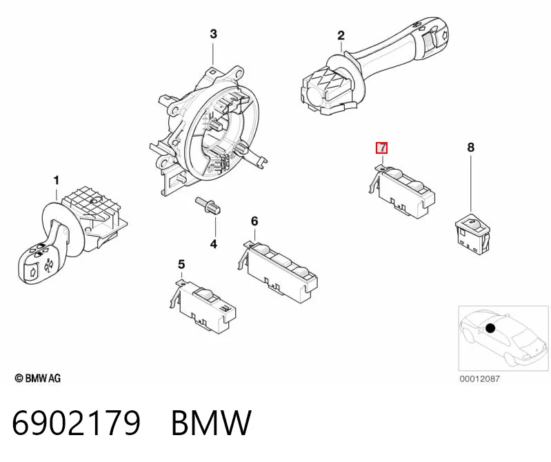 6902179 BMW Кнопка подъемника переднего правого стекла