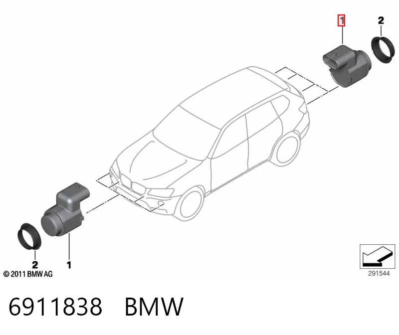 6911838 BMW Датчик парктроника центральный