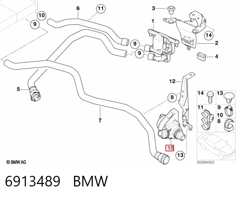 6913489 BMW Водяной насос охлаждения электрический дополнительный