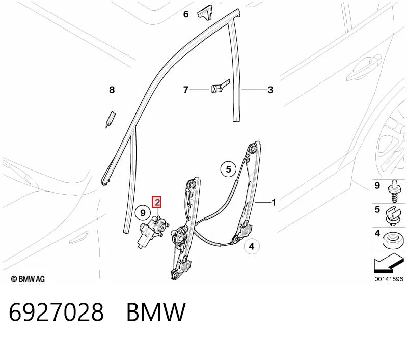 6927028 BMW Мотор стеклоподъемника двери передней правой