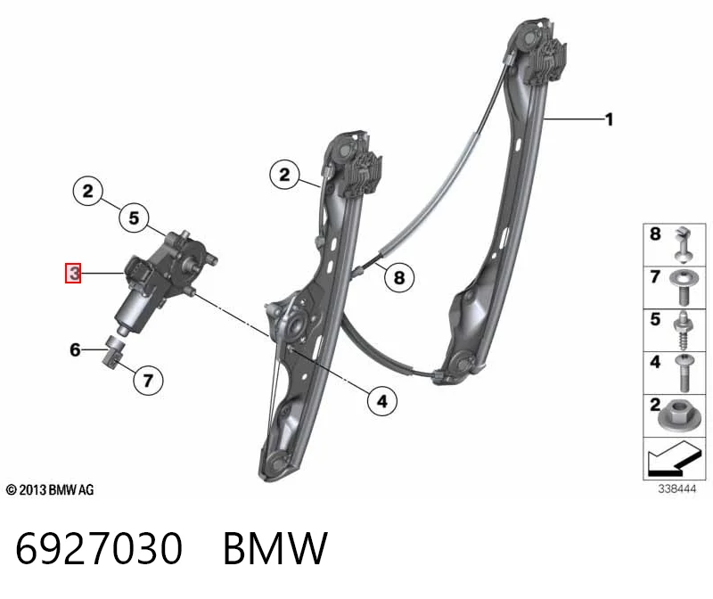 6927030 BMW Мотор стеклоподъемника двери передней правой