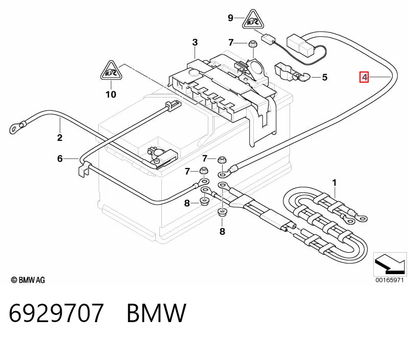 6929707 BMW Кабель положительной клемы аккумулятора (АКБ)