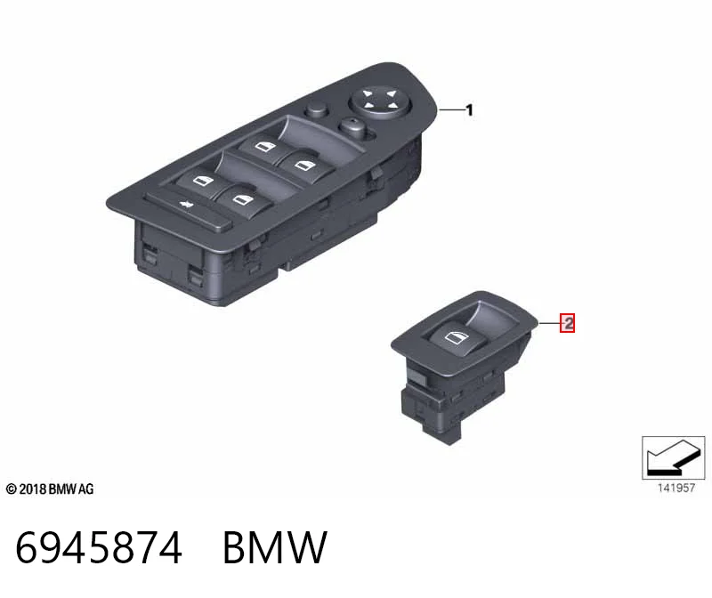 6945874 BMW Кнопка подъемника переднего правого стекла