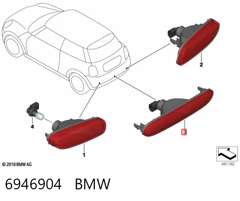 6946904 BMW Фара противотуманная задняя