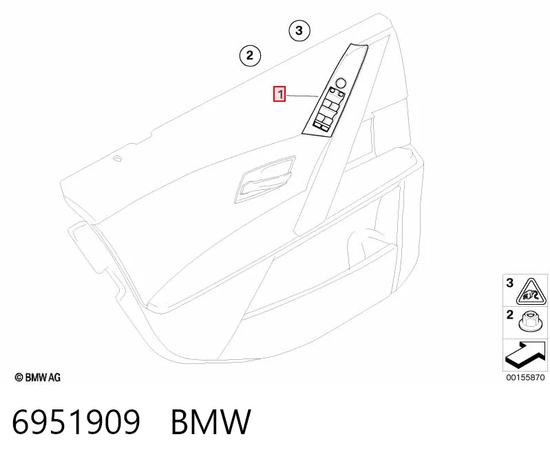 6951909 BMW Кнопки переднего левого стекло подъёмника