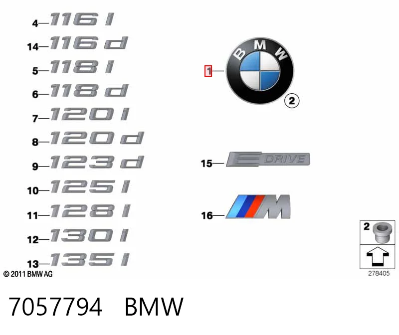7057794 BMW Фирменный значек на багажник