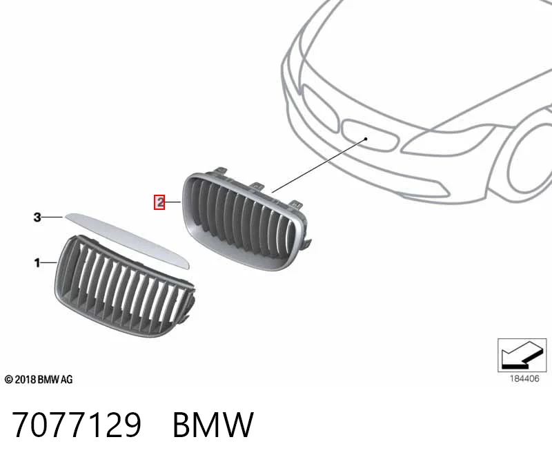 7077129 BMW Решетка радиатора левая