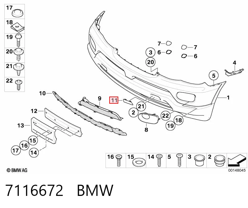 7116672 BMW Заглушка бампера буксировочного крюка передняя правая