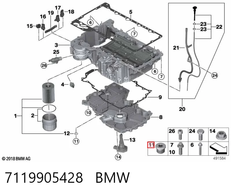 7119905428 BMW Пробка поддона двигателя