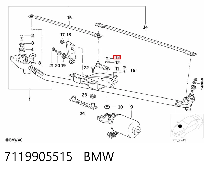 7119905515 BMW Гайка крепления приемной трубы глушителя (штанов)