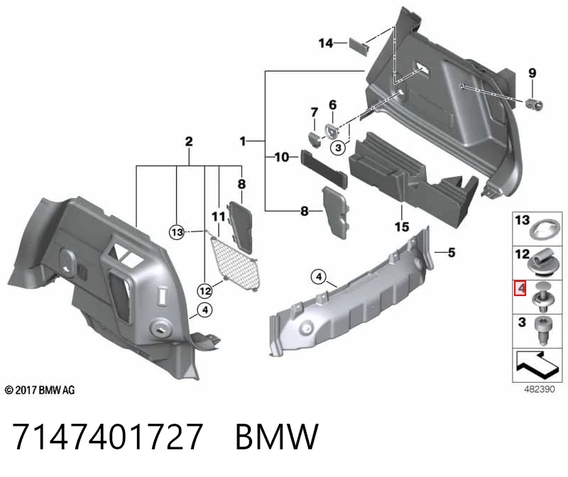 7147401727 BMW Клипса решетки радиатора охлаждения