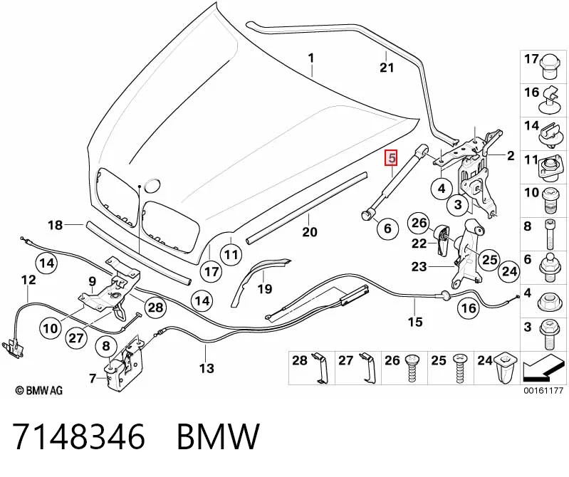 7148346 BMW Стойка капота