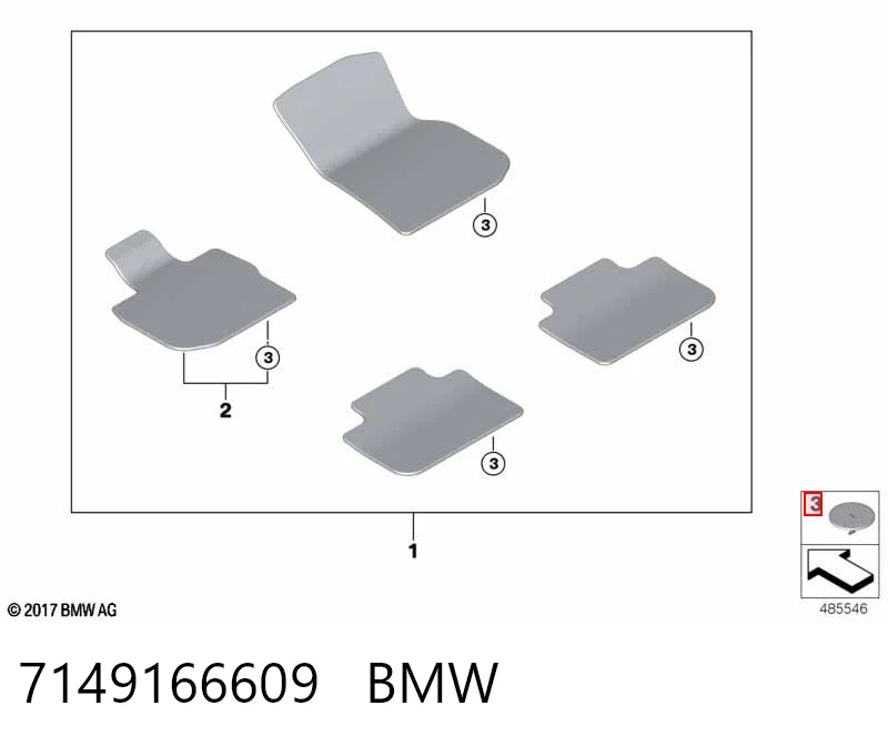 7149166609 BMW Крепеж ковриков салонных комплект