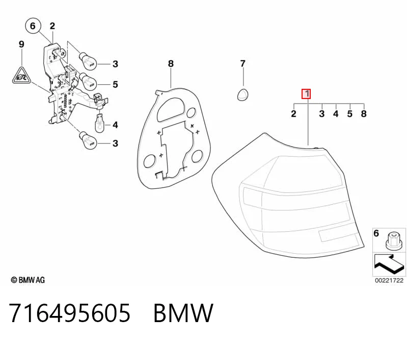 Фонарь задний правый BMW 1 хэтчбек (E81) (2006 - 2012) цена, от 72.52 USD
