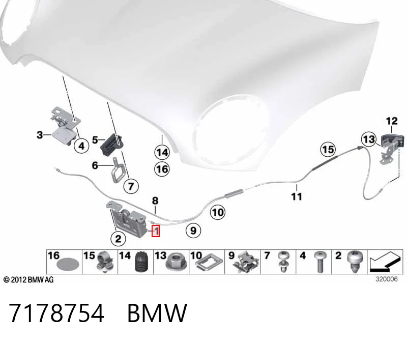 7178754 BMW Замок капота левый