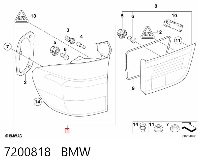 7200818 BMW Задний правый внешний фонарь