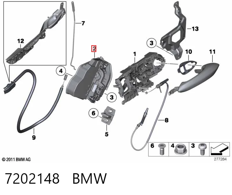 7202148 BMW Замок двери задней правой