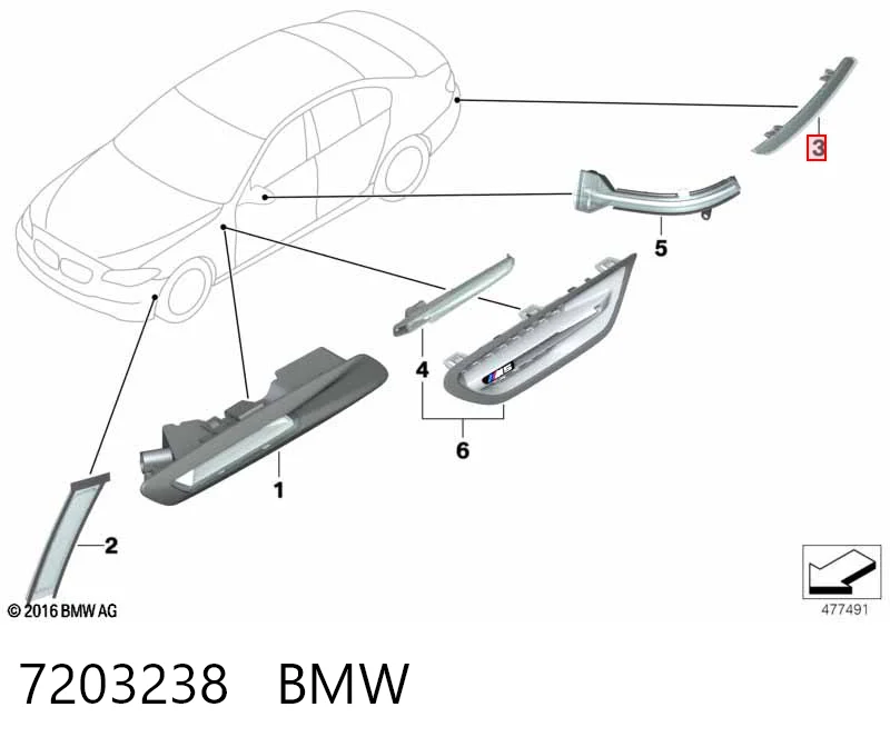 7203238 BMW Правый катафот бампера