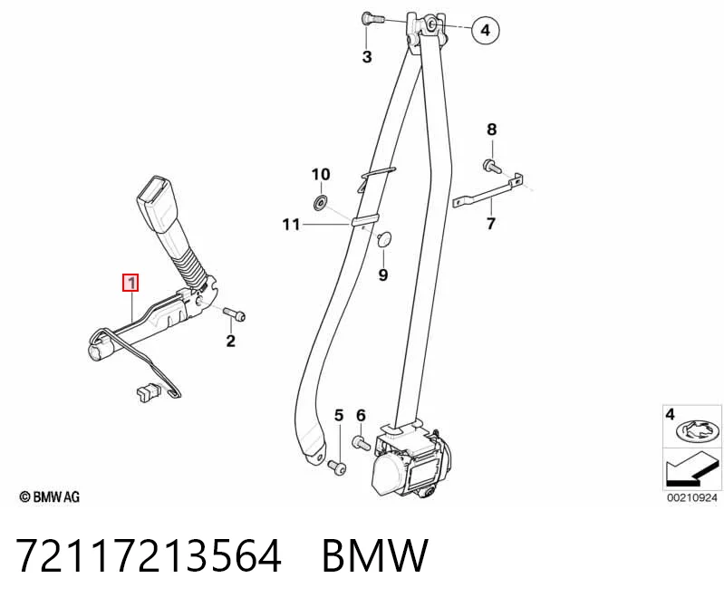 72117213564 BMW Рычаг фиксации ремня безопасности передний, правый