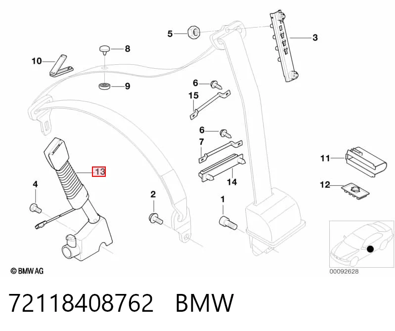 9119540 BMW Рычаг фиксации ремня безопасности, правый